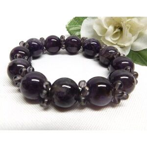 LARGE 15mm AMETHYST GEMSTONE BEAD STRETCH BRACELET